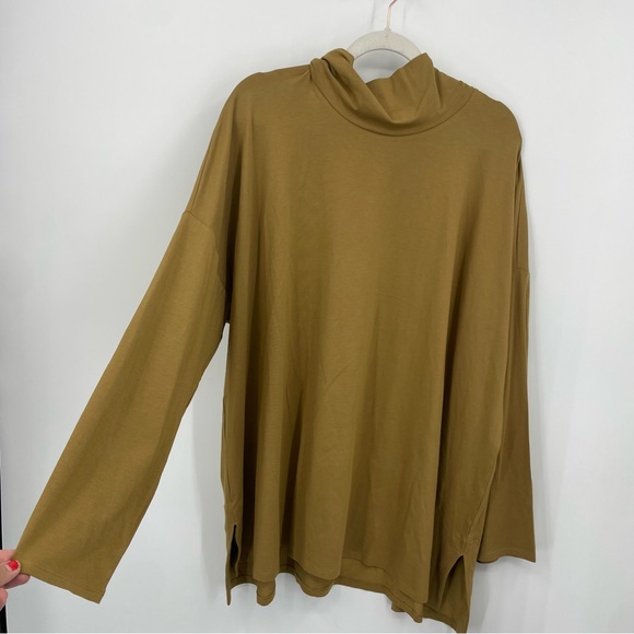 J Jill Luxe Supima Turtleneck Tunic Top Size 4X High Low Antique Bronze Stretch - Picture 1 of 7
